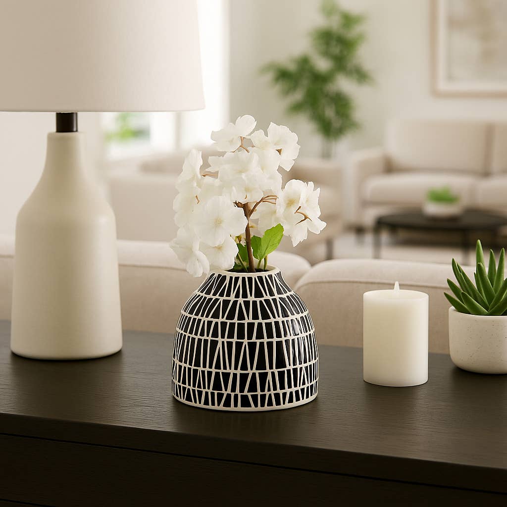 Black Ceramic Modern Tribal Pattern