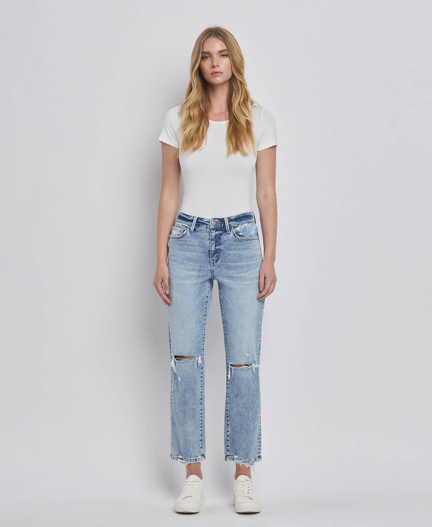 Vivid Flying Monkey High Rise Distressed Crop Straight