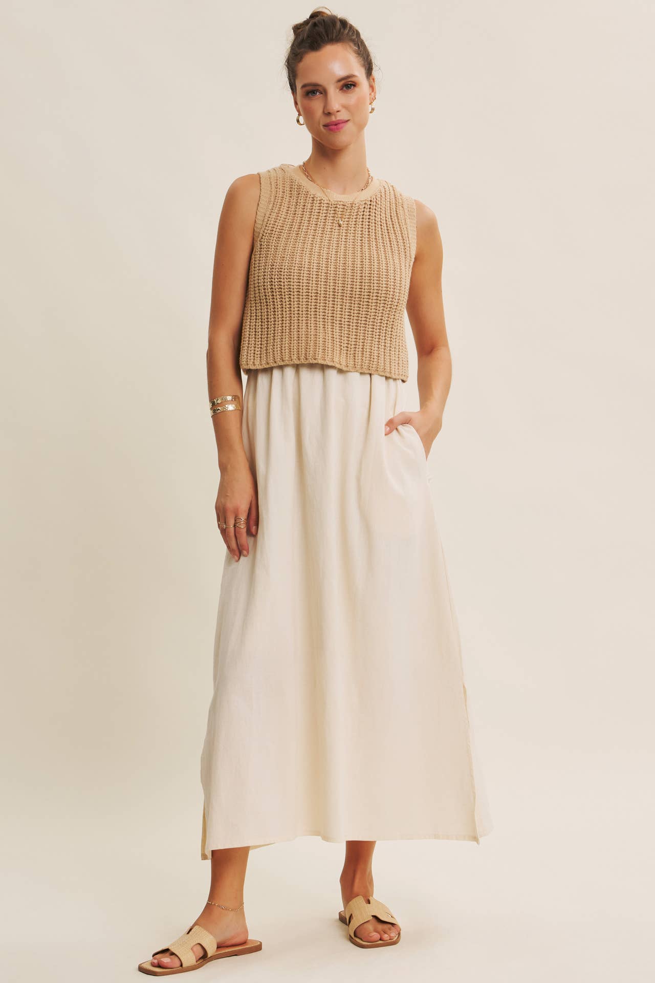 TRUE CUSTOMER FAVORITE CHUNKY SWEATER TWOFER MIDI DRESS