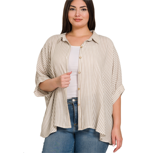 Sandbar Stripe Oversized Button Up