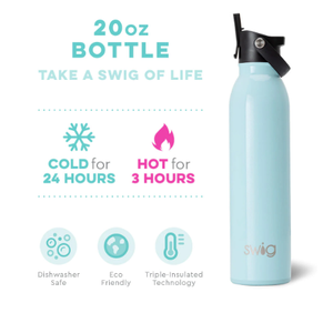 Shimmer Aquamarine Flip + Sip Water Bottle (20oz)